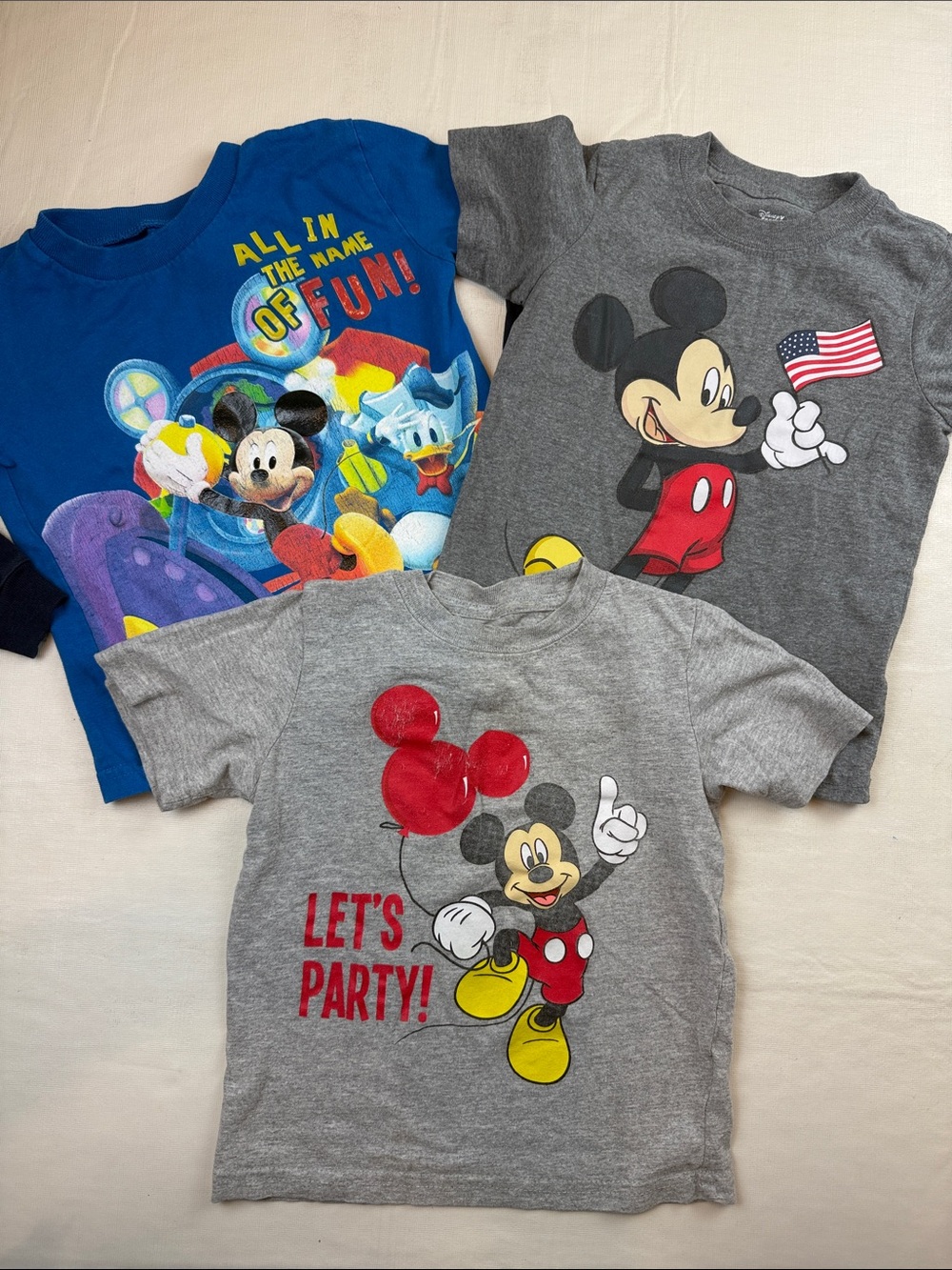 Disney Kids' Blue Gray Mickey Mouse Graphic Tee Bundle Size 3T